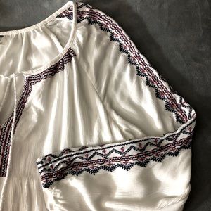 Old Navy Boho Embroidered Tie Neck Top